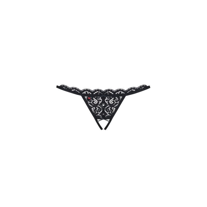 Obsessive Crotchless Lace Thong 831 Black