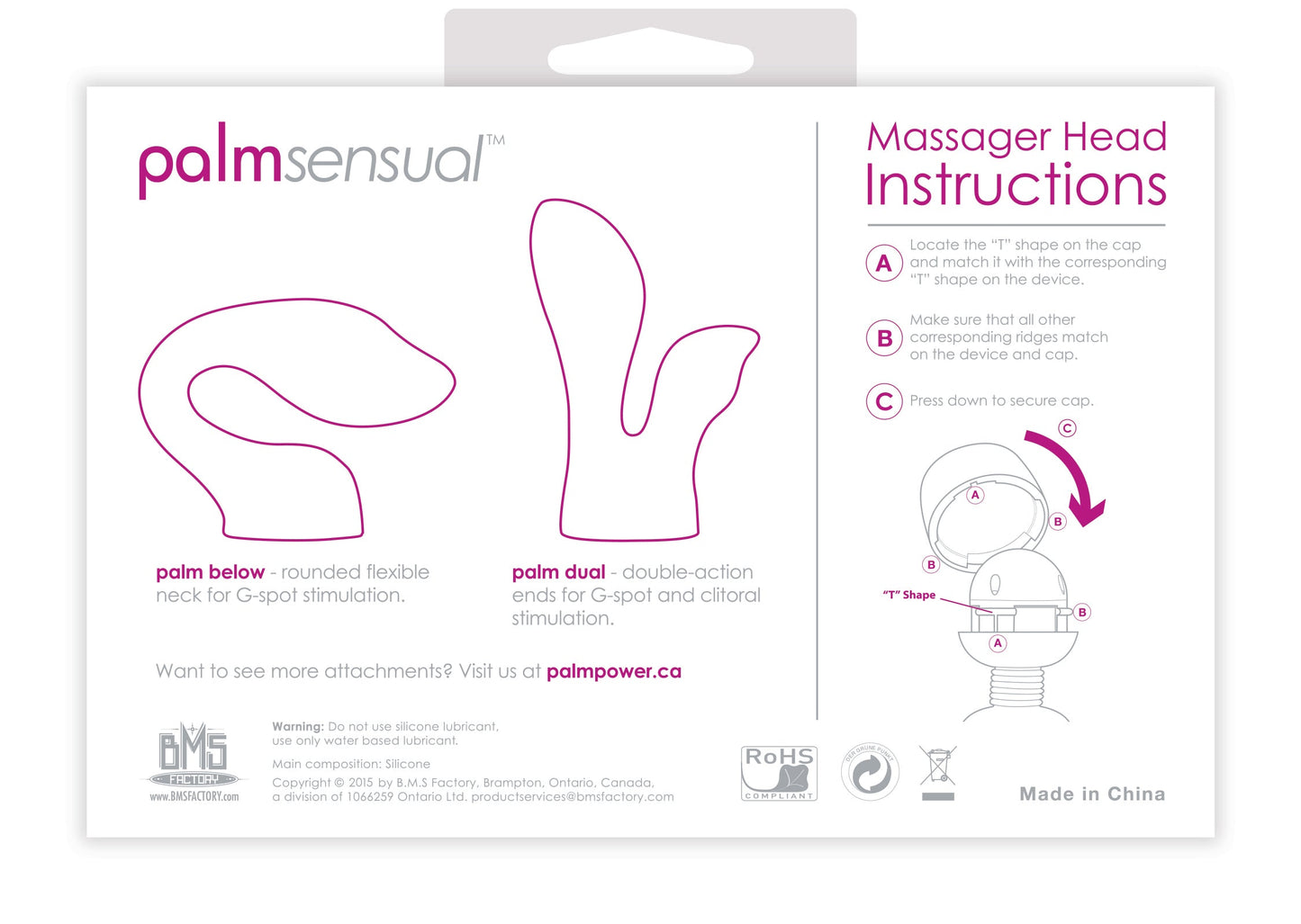 Palm Power Palmsensual Massager Heads Pink For Use With