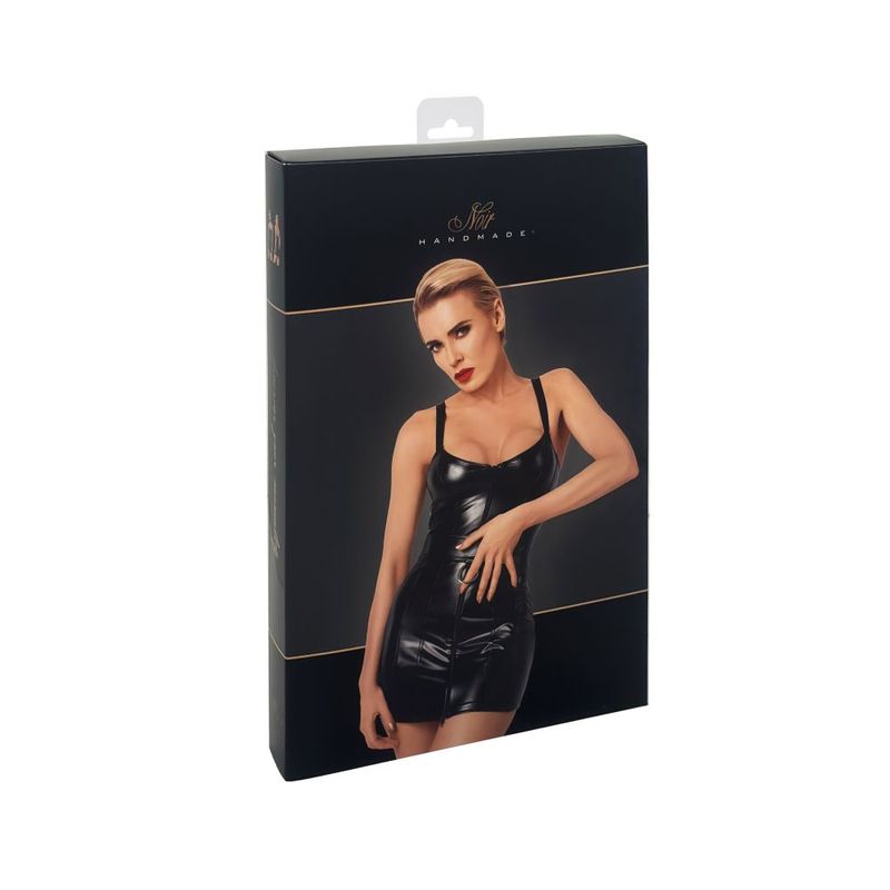 Noir Starlet Wetlook Minidress Ring Belt - Black - Large