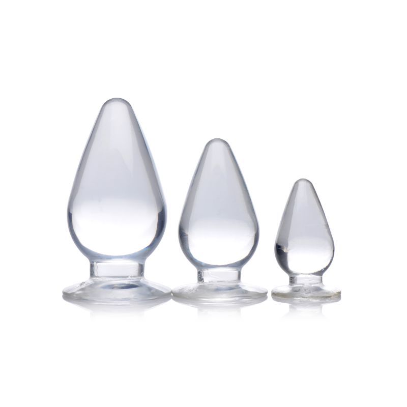 Triple Cones 3 Pc Anal Plug Set Black - Clear