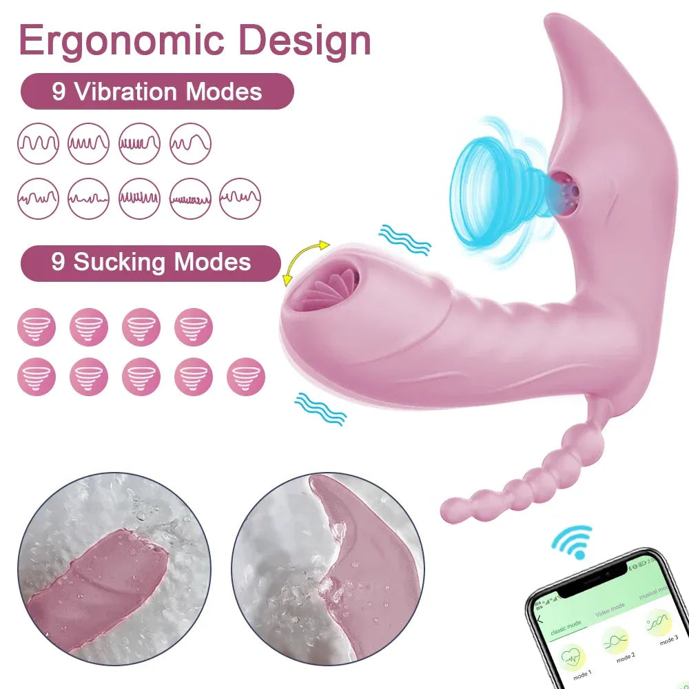 Wireless Remote Control Dildo Vibrator 3 In 1 Stimulator for Women - Red