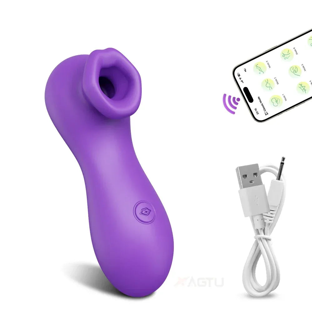 App Controlled Clit Sucker Vibrator for Women Nipple Stimulator Masturbator for Couples - Purple
