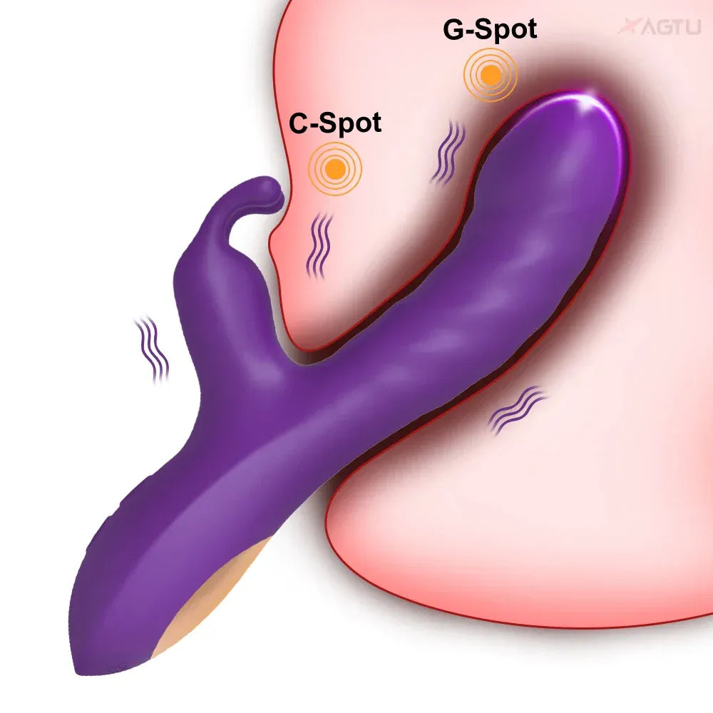 Rabbit Vibrator G Spot Vagina Nipples Stimulator - Black