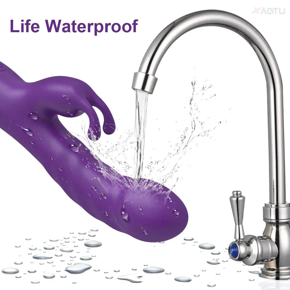 Rabbit Vibrator G Spot Vagina Nipples Stimulator - Black