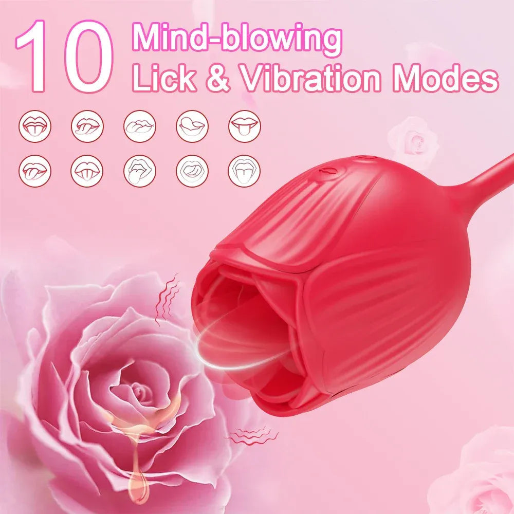 2 In 1 Clit Licking Vibrator for Women Thrusting Vagina Stimulator Female Masturbator - Red