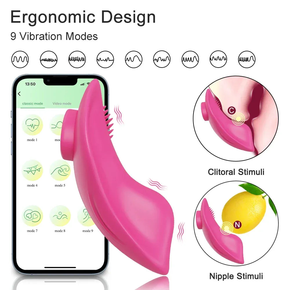Bluetooth Wearable Vibrator for Women App Controlled Clitoral Stimulator Magnetic Couples - Red