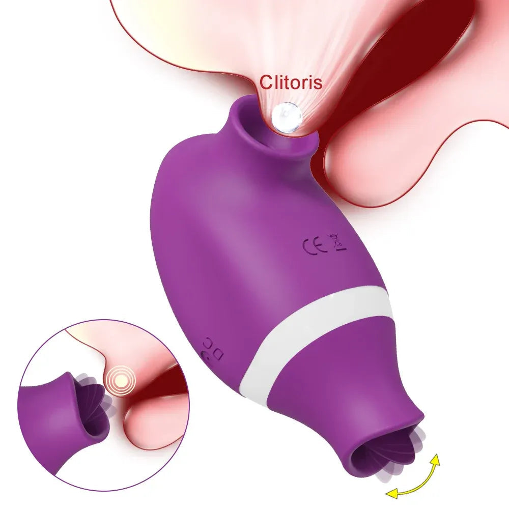 2 In 1 Clit Stimulator Sucking Licking Vibrator for Women - Purple