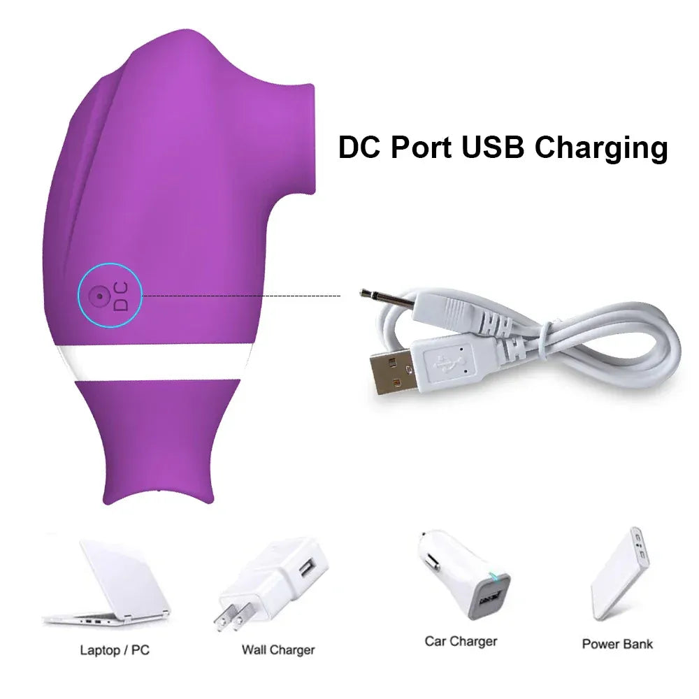 2 In 1 Clit Stimulator Sucking Licking Vibrator for Women - Purple