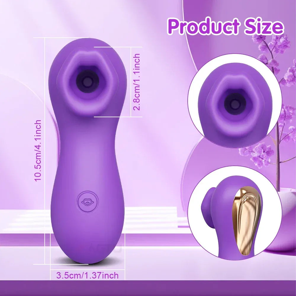 Female Clit Sucker Vibrator Vacuum Nipple Stimulator for Couples - Purple