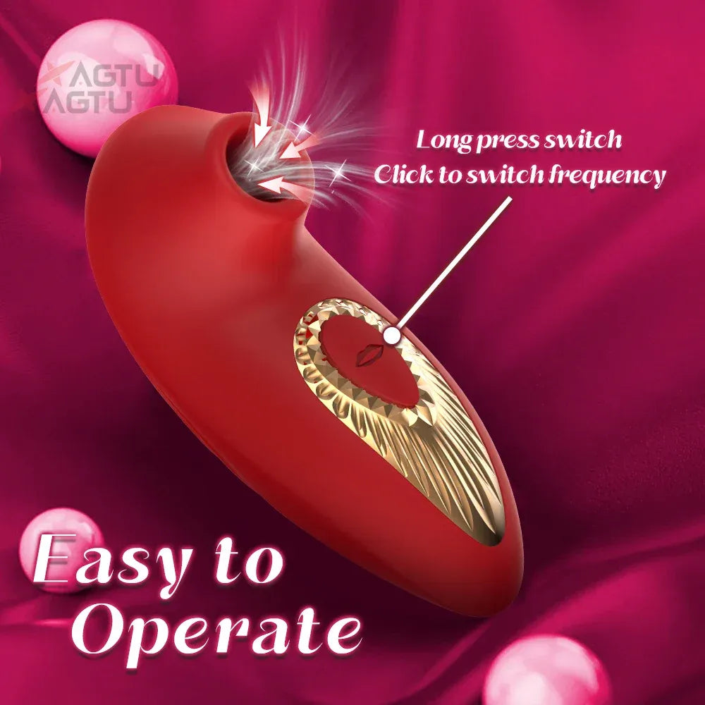 10 Mode Clitoris Sucking Vibrator - Female Masturbator and Nipple Stimulator - Red