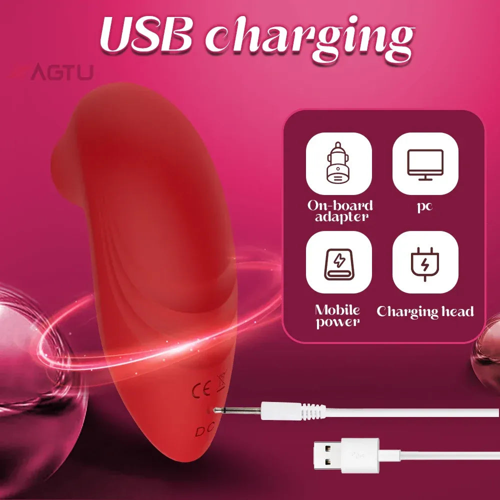 10 Mode Clitoris Sucking Vibrator - Female Masturbator and Nipple Stimulator - Red
