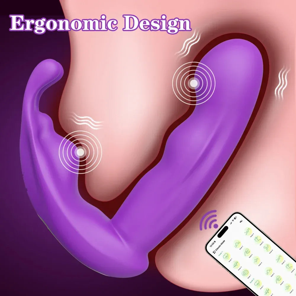 App Controlled Rabbit Vibrator for Women G Spot Stimulation - Purple