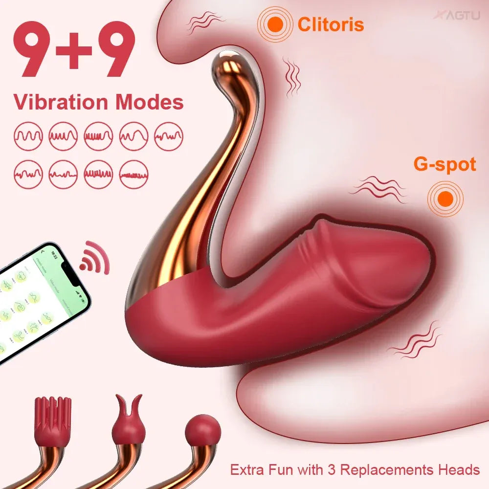 G Spot Vibrator for Women Bluetooth Remote Control Wearable Clit Stimulator - Green