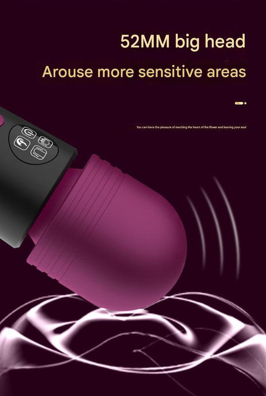 (Green) Powerful Dual Stimulation Wand Vibrator - Heated Tip, Multi-Mode, LCD Display