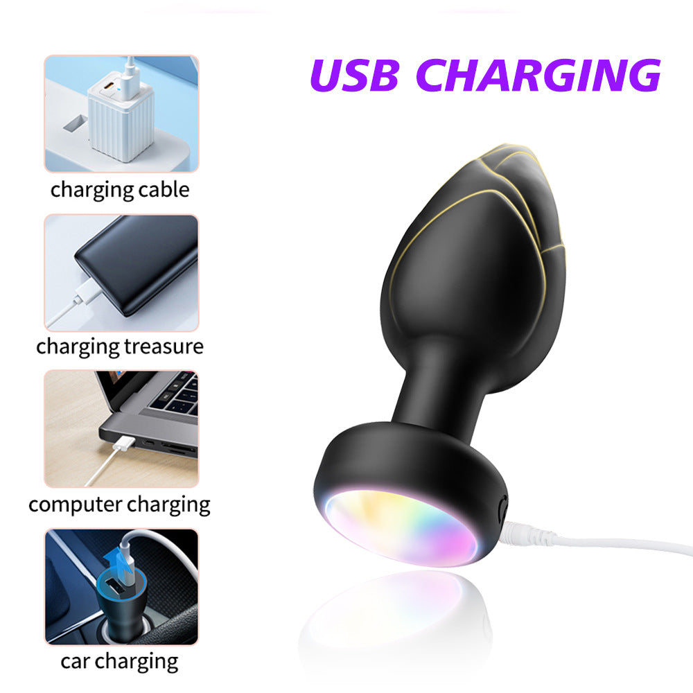Red Luminous LED Vibrating Anal Plug with Wireless Remote - 10 Speeds, 7 Light Modes, Waterproof Silicone