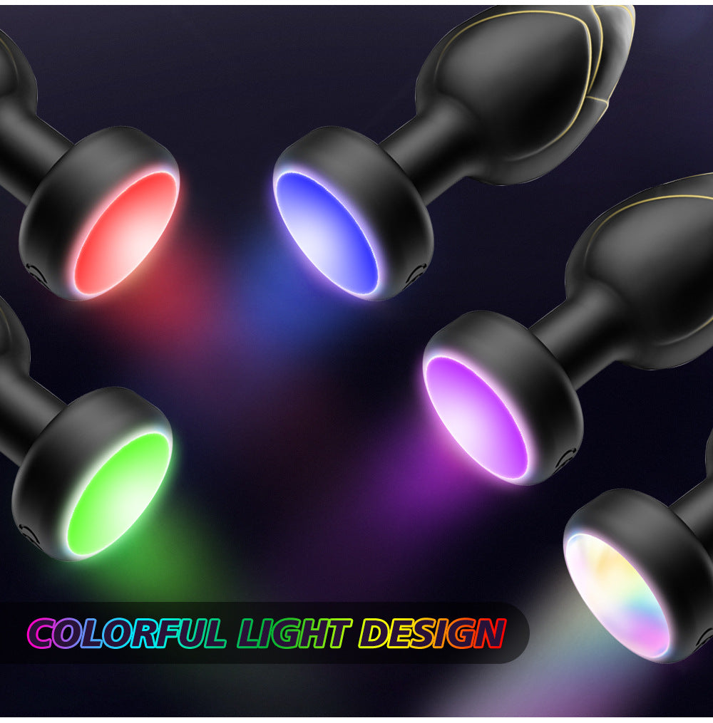 Red Luminous LED Vibrating Anal Plug with Wireless Remote - 10 Speeds, 7 Light Modes, Waterproof Silicone