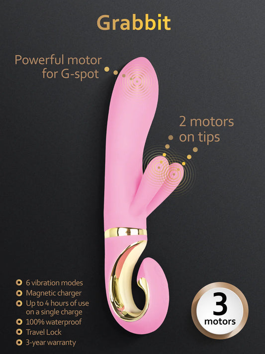 Gvibe Grabbit, Best Rabbit Vibrator for Clit and G-Spot, Pink
