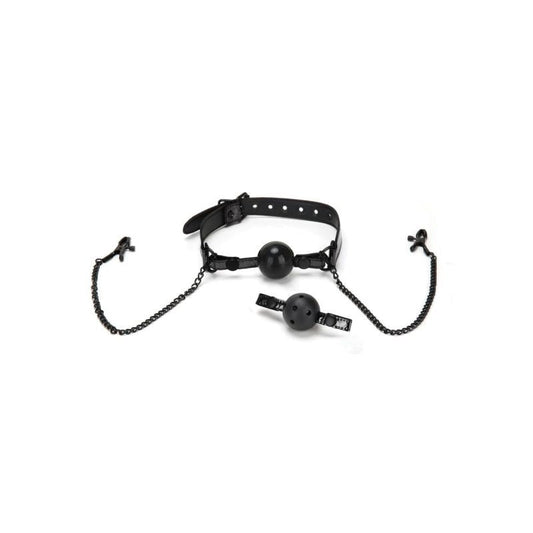 Whip Smart Diamond Ball Gag Nipple Clips - Black