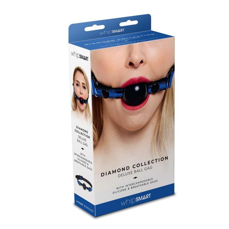 Whip Smart Diamond Deluxe Ball Gag - Blue