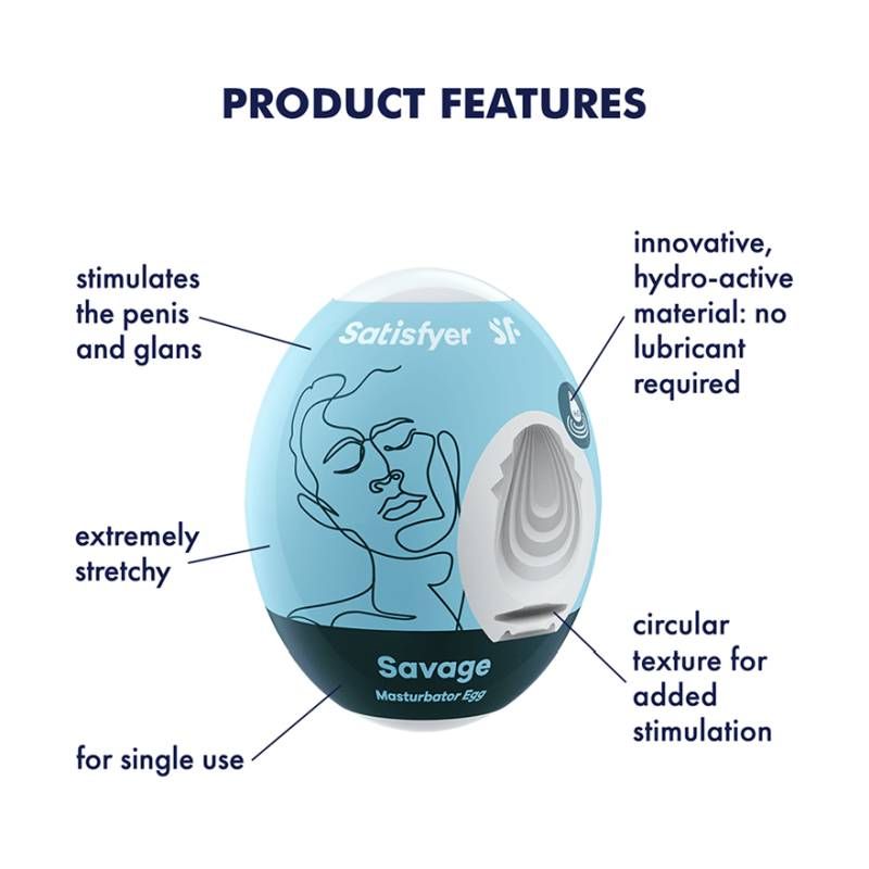 Satisfyer Masturbator Egg Savage Intense Stimulation Anytime Anywhere