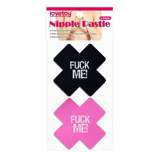 Lovetoy Fuck Me Cross Pattern Nipple Pasties Twin Pk - Black