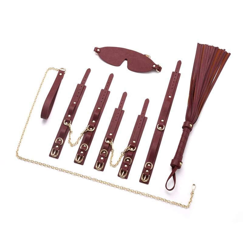 Daytona 8 Pc Deluxe Bondage Play Kit Burgundy Gold