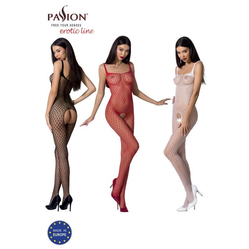 Passion Lingerie Bodystocking Bs071 Red - White
