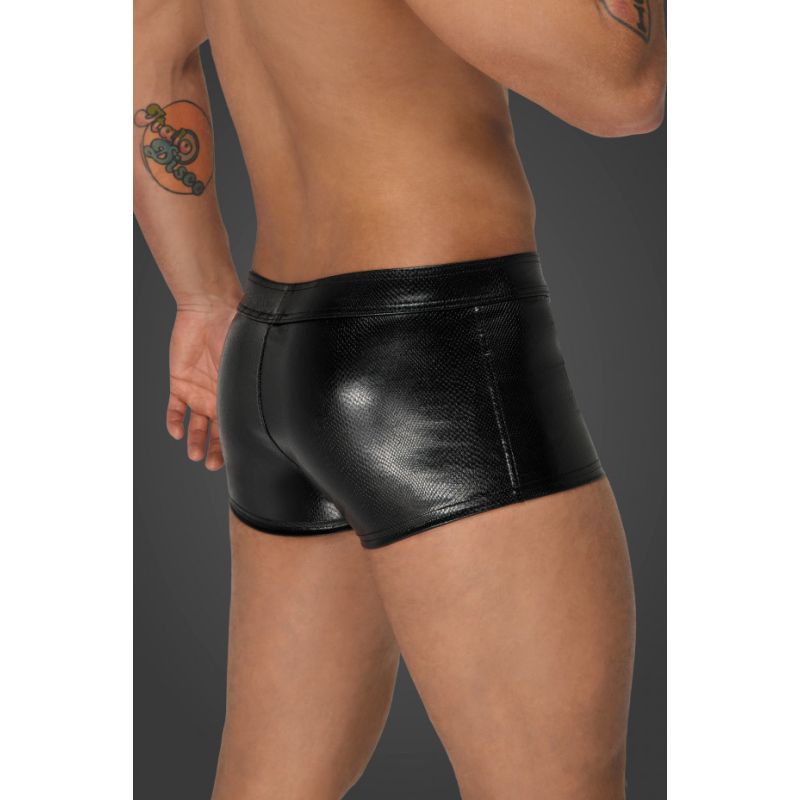 Noir Snake Wetlook Short Shorts - Black - Medium