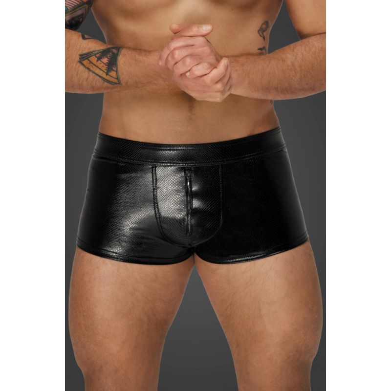 Noir Snake Wetlook Short Shorts - Black - Extra Large