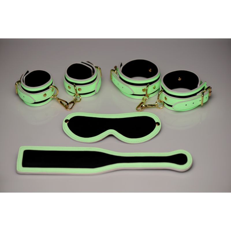 Master Series Kink In The Dark Glowing Bondage Set Fluro Green