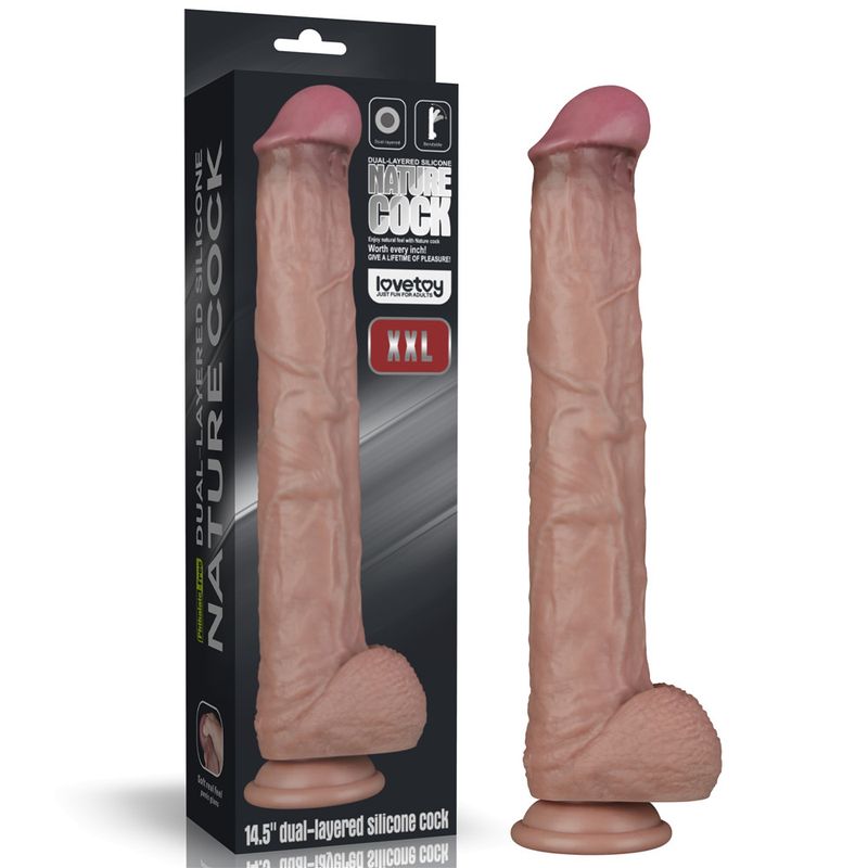 Lovetoy 14.5In Dual Layered Bendable Silicone Cock XXL