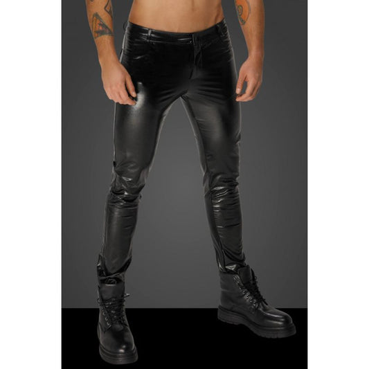 Noir Snake Wetlook Long Pants with Back Pockets