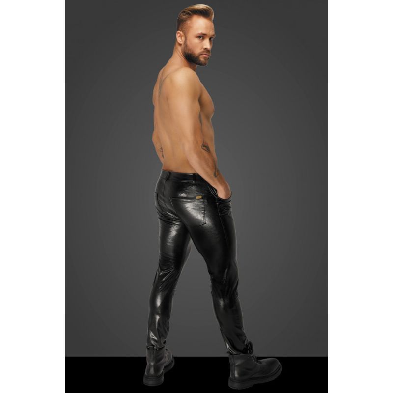 Noir Snake Wetlook Long Pants with Back Pockets