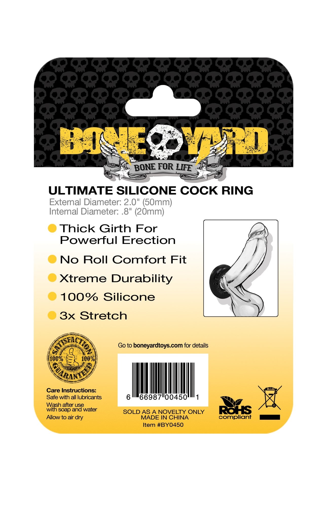 Boneyard Ultimate Silicone Cock Ring Black