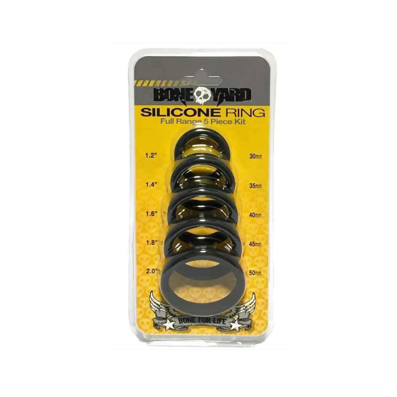 Boneyard Silicone Ring 5 Pc Kit Black