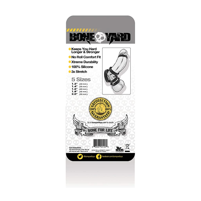 Boneyard Silicone Ring 5 Pc Kit Black