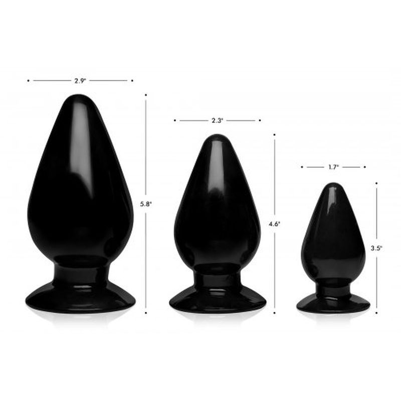 Triple Cones 3 Pc Anal Plug Set Black - Clear