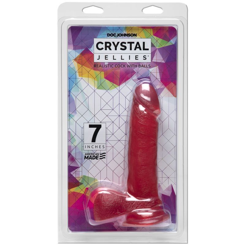 Crystal Jellies 7 In Realistic Cock With Balls Clear - Clear