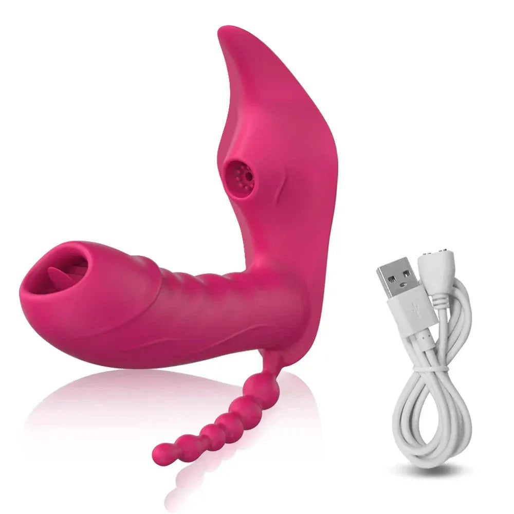 Wireless Remote Control Dildo Vibrator 3 In 1 Stimulator for Women - Pink
