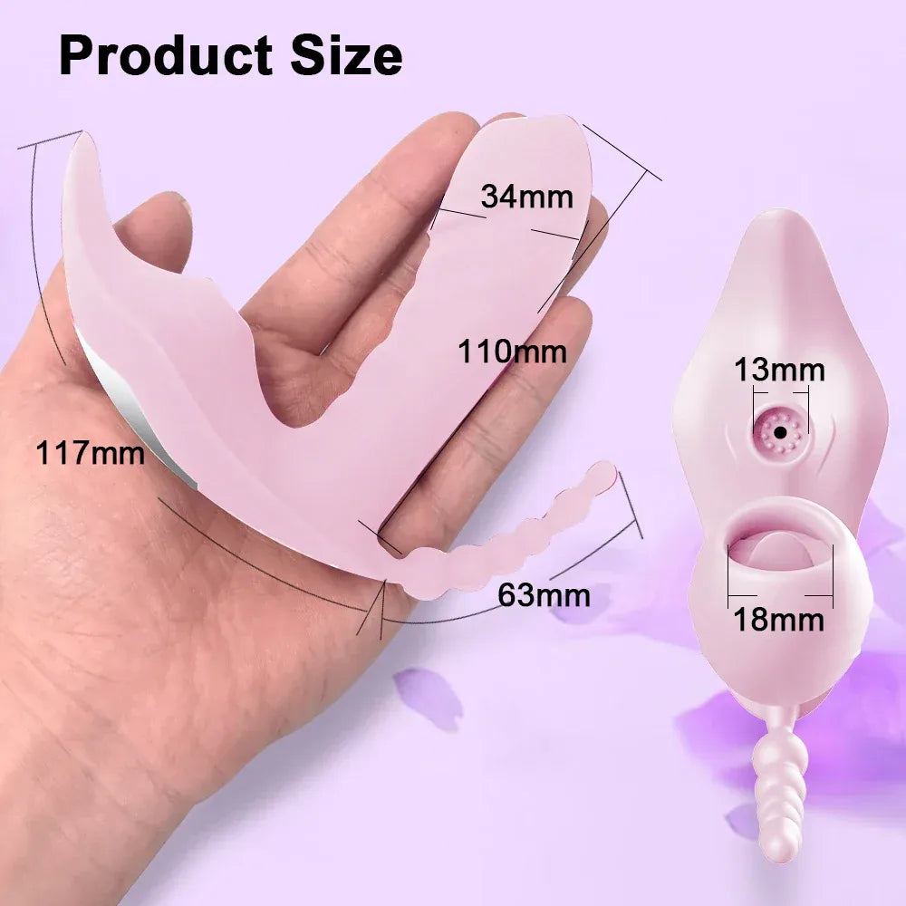 Wireless Remote Control Dildo Vibrator 3 In 1 Stimulator for Women - Pink