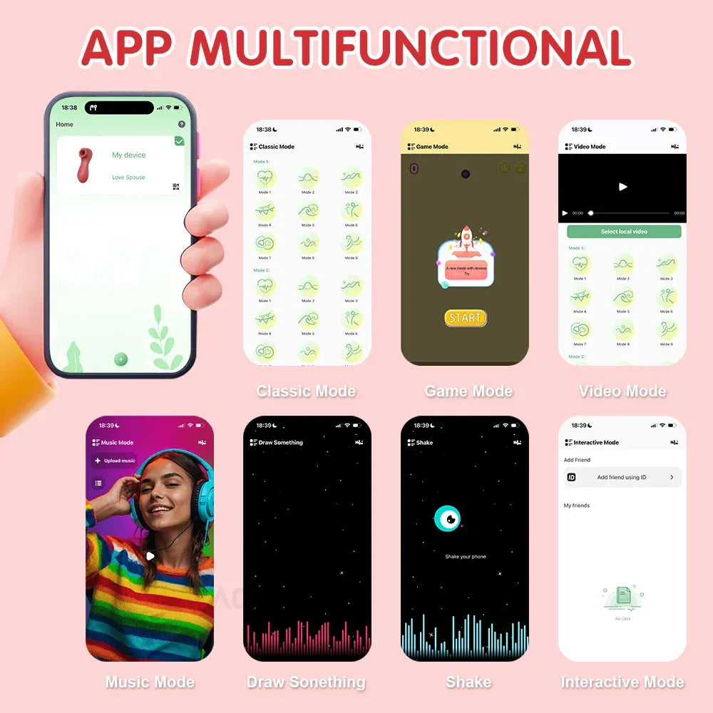 App Controlled Clit Sucker Vibrator for Women Nipple Stimulator Masturbator for Couples - Red