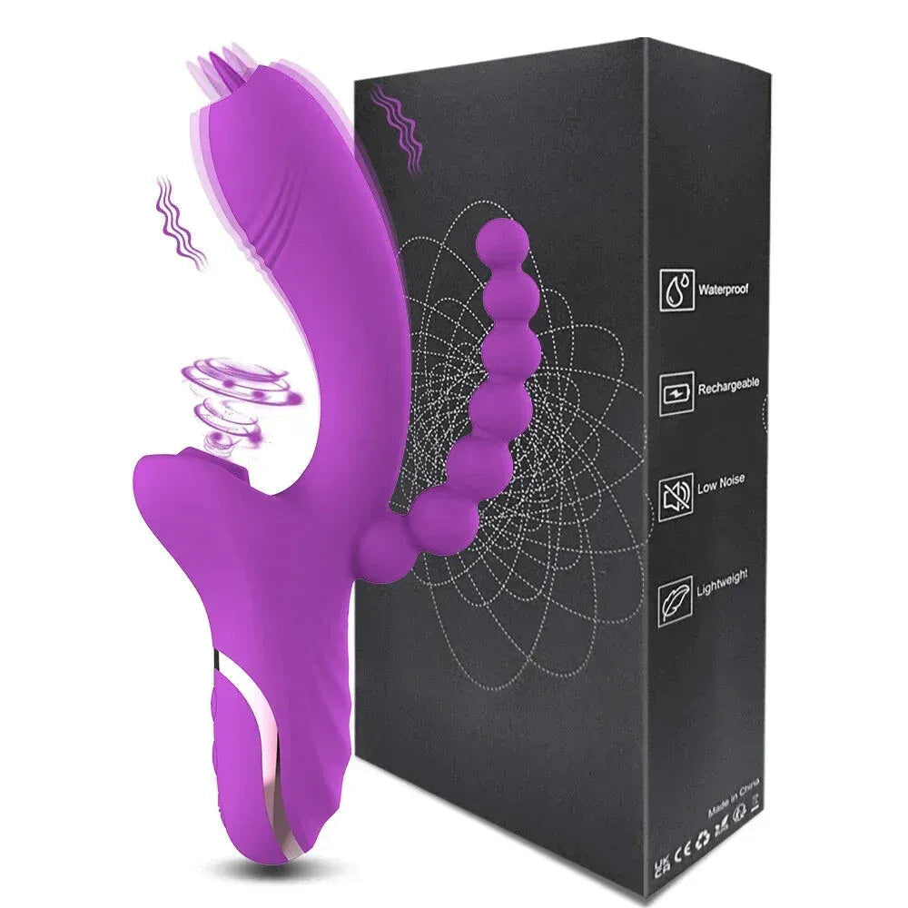 3 In 1 Clit Sucking Vibrator for Women G Spot Vagina Anal Stimulation Female Masturbator - Zd014 Red