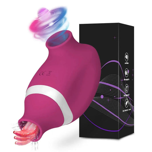 2 In 1 Clit Stimulator Sucking Licking Vibrator for Women - Red