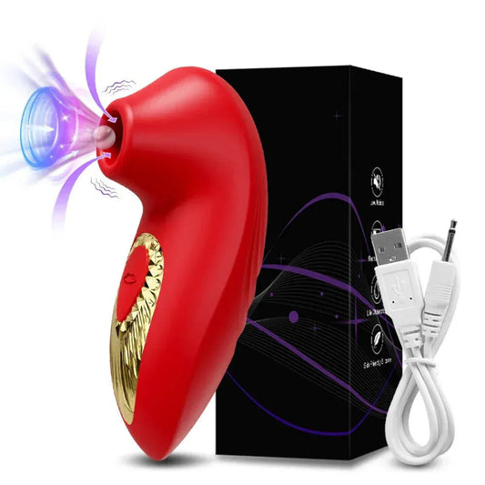 10 Mode Clitoris Sucking Vibrator - Female Masturbator and Nipple Stimulator - Red