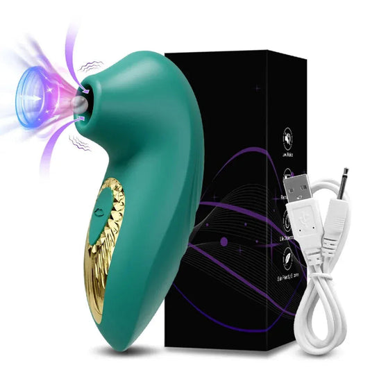 10 Mode Clitoris Sucking Vibrator - Female Masturbator and Nipple Stimulator - Gm41 Green