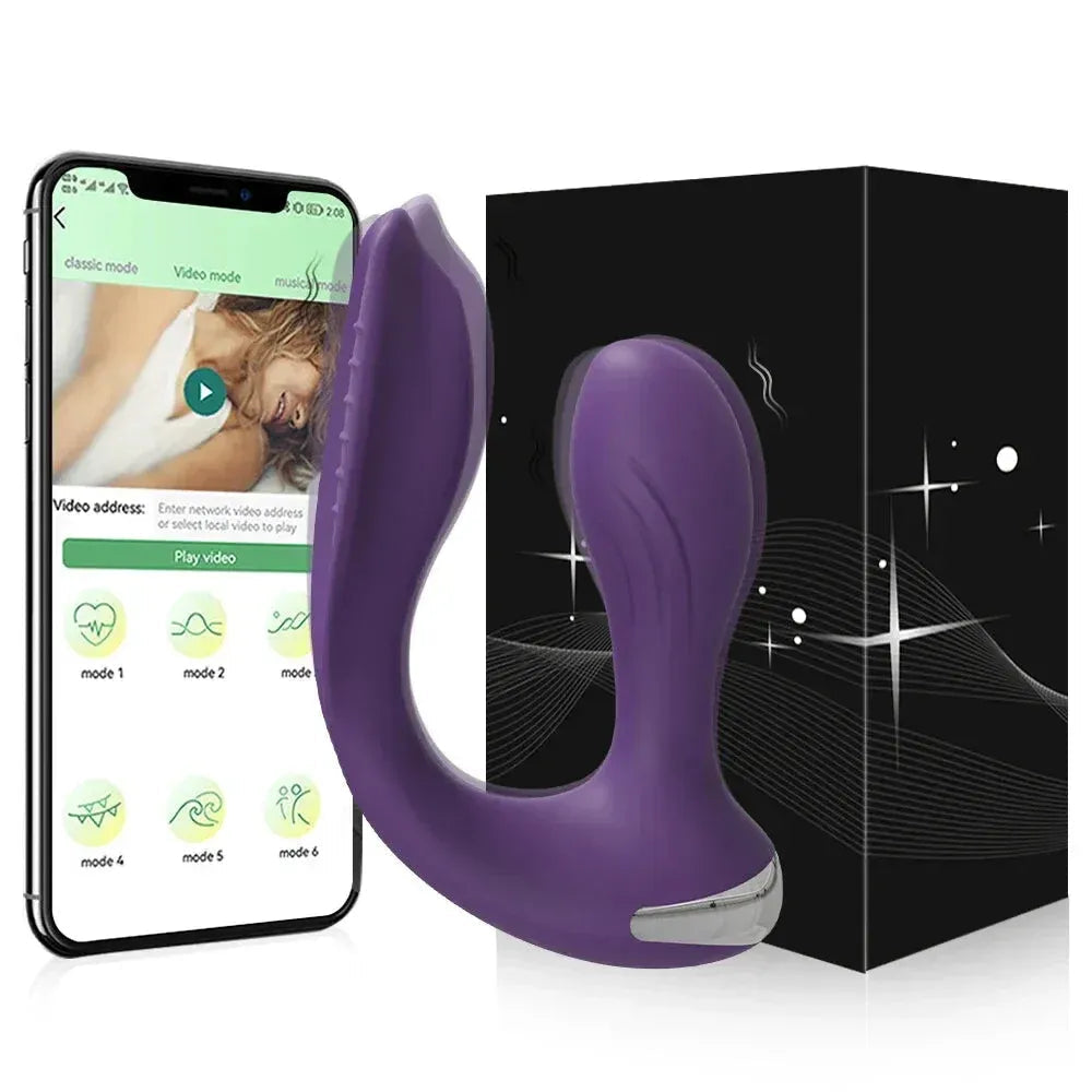 App Control Dual Ended Vibrator for Women Clit Anal Stimulation Couples - Purple