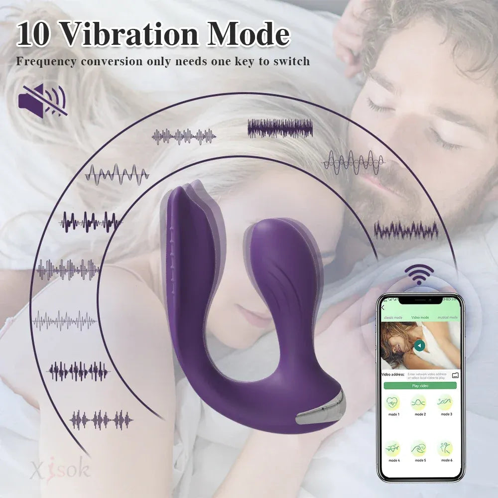 App Control Dual Ended Vibrator for Women Clit Anal Stimulation Couples - Purple