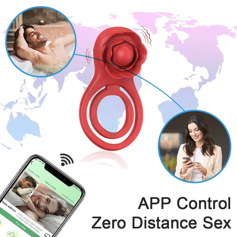 Vibrating Cock Ring for Men Delay Ejaculation Stimulate for Couples - Red