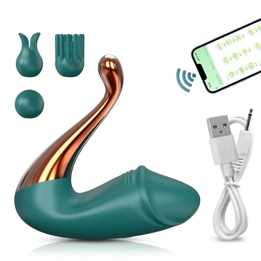 G Spot Vibrator for Women Bluetooth Remote Control Wearable Clit Stimulator - Green